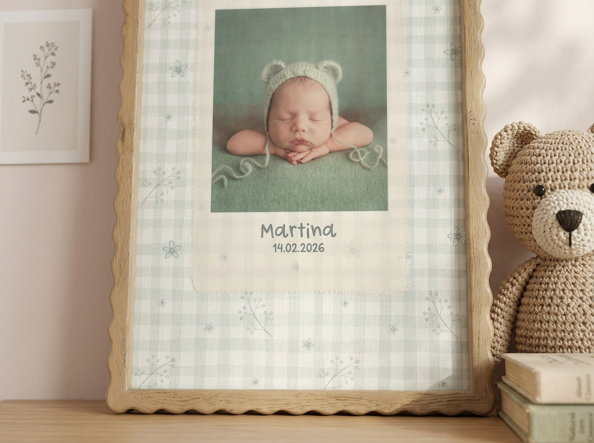 Marco ONDAS con foto en tela - NACIMIENTO - Imagen 2